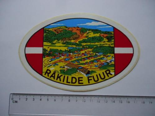 sticker RAKILDE FUUR Denemarken vintage groot camping camper, Verzamelen, Stickers, Verzenden