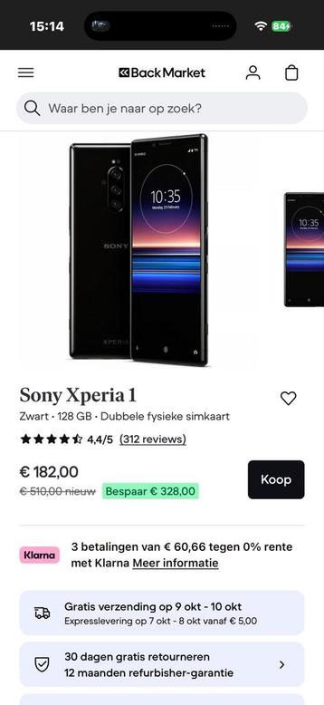 Sony Xperia 1 - Barst Linksonder beschikbaar voor biedingen