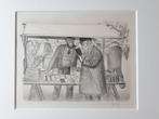 Henk Henriët, litho boekenstal boekenkraam boekverkoper 1938, Antiek en Kunst, Ophalen of Verzenden