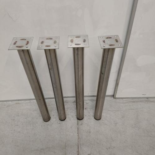 Zware RVS tafelpoten met bevestigingsplaat  3x stelpoot - 1x, Doe-het-zelf en Verbouw, Metalen, Gebruikt
