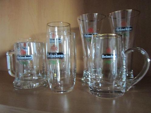 Grote Heineken Bier Glazen Verzameling, Verzamelen, Glas en Borrelglaasjes, Zo goed als nieuw, Bierglas, Ophalen