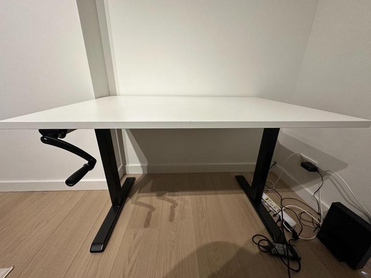 Euroseats hand-crank sit-stand desk frame + 120x80cm top, Huis en Inrichting, Bureaus, Zo goed als nieuw, Stabureau, In hoogte verstelbaar