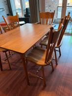 Eikenhouten eettafel met 5 stoelen, Ophalen, Gebruikt, 100 tot 150 cm, Eikenhout