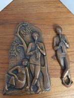 Bronzen wandhangers van muzikanten., Ophalen of Verzenden