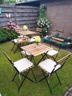 Tuinset: 2 tafels, 8 stoelen met kussens, Tuin en Terras, Tuinsets en Loungesets, Ophalen, Nieuw, 8 zitplaatsen, Tuinset