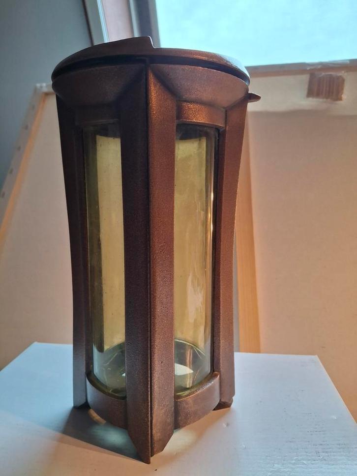 Vintage Bronzen Graf Lantaarn met Glas (nooit gebruikt), Huis en Inrichting, Lampen | Vloerlampen, Zo goed als nieuw, Minder dan 100 cm