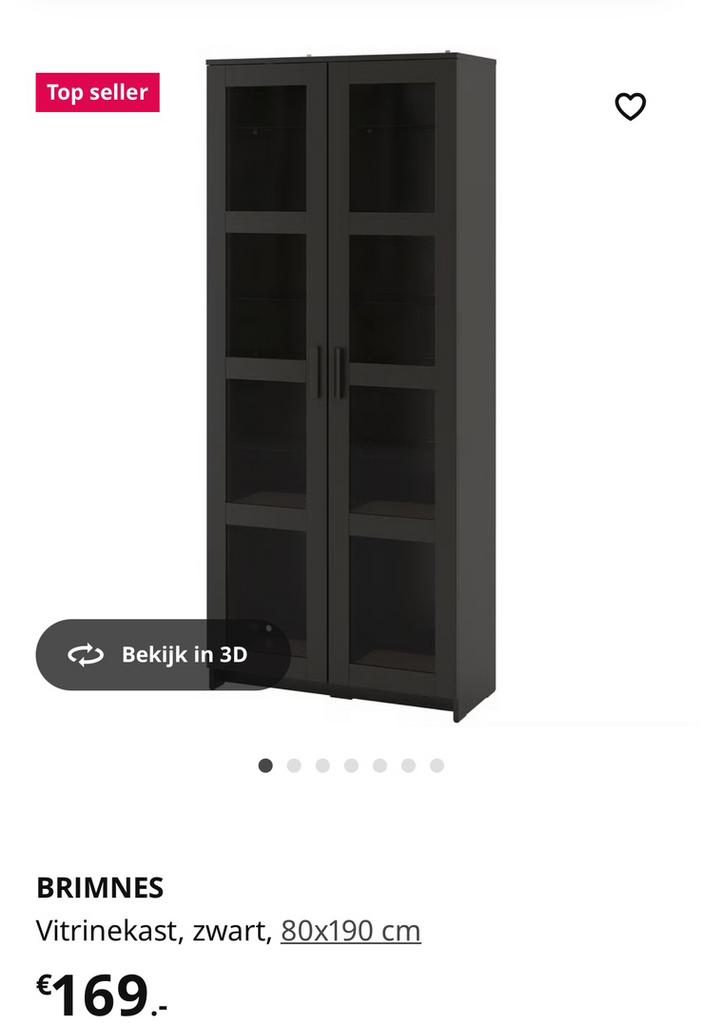 BRIMNES vitrinekast, Ophalen, Gebruikt, 50 tot 100 cm, 150 tot 200 cm