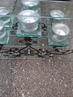 Vintage Waxinelichthouder Glas Zwart, Huis en Inrichting, Woonaccessoires | Kandelaars en Kaarsen, Overige materialen, Grijs, Ophalen of Verzenden