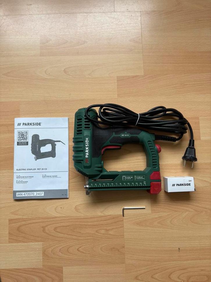 Parkside electrische tacker PET25 C3, Doe-het-zelf en Verbouw, Gereedschap | Zaagmachines, Zo goed als nieuw, Decoupeerzaag, Minder dan 600 watt