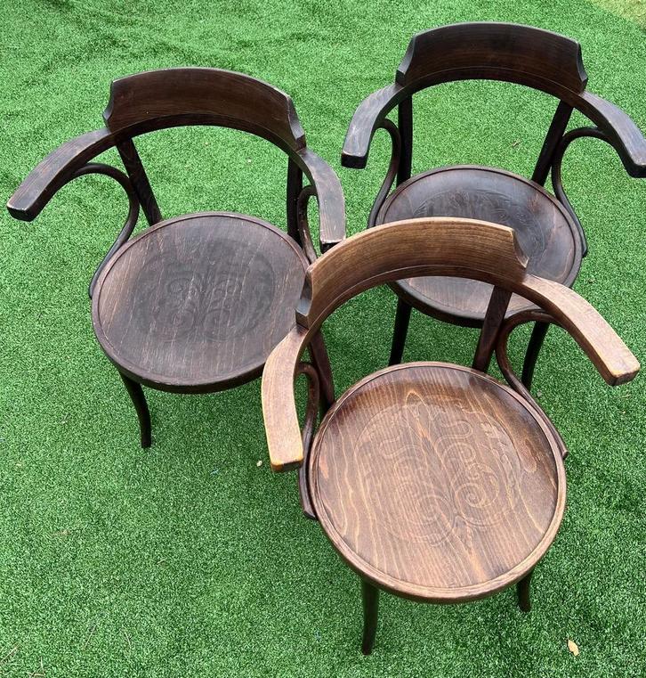 3  echte zeldzame ! Thonet stoelen met originele motieven, Huis en Inrichting, Stoelen, Gebruikt, Drie, Hout, Bruin, Ophalen