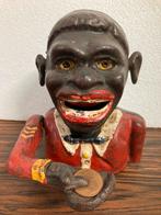 Oude Gietijzeren Spaarpot - Bewegende Hand, Antiek en Kunst, Ophalen of Verzenden