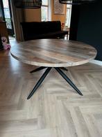 Eettafel Cathay 150 cm – Zwarte poot, houtlook blad, Ophalen, Gebruikt, 100 tot 150 cm, 150 tot 200 cm