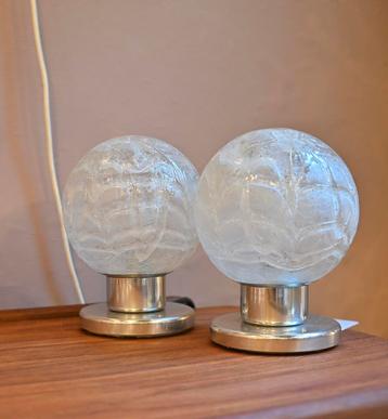 Vintage Doria Leuchten tafellamp 2 stuks ijsglas beschikbaar voor biedingen
