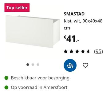 SMÅSTAD Lade - Wit, 90x49x48 cm beschikbaar voor biedingen