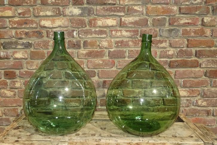 2 maal mond geblazen gistfles wijnfles, Antiek en Kunst, Curiosa en Brocante, Ophalen