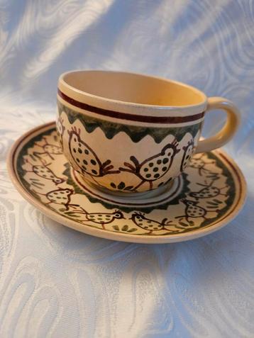 Vintage Kop en Schotel met Vogelmotief beschikbaar voor biedingen