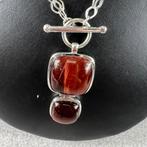 Zilveren ketting | AG 925 | 24,9g | bruine hanger | 396017, Met hanger, Gebruikt, Ophalen of Verzenden, Zilver