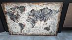 Mooie 3d wereldkaart schilderij van staal., Antiek en Kunst, Antiek | Kleden en Textiel, Ophalen of Verzenden