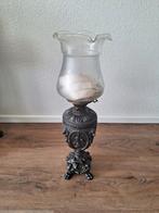 Mooie antieke olielamp hoog 65 cm gevuld met lampenolie, Antiek en Kunst, Antiek | Tin, Ophalen