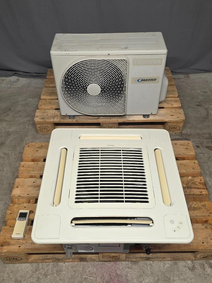 Toshiba plafond cassette airco warmtepomp inverter 3,5 kW, Witgoed en Apparatuur, Airco's, Refurbished, Plafondventilator, 60 tot 100 m³