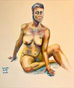 Acryl schilderij naar naakt model, Ophalen of Verzenden