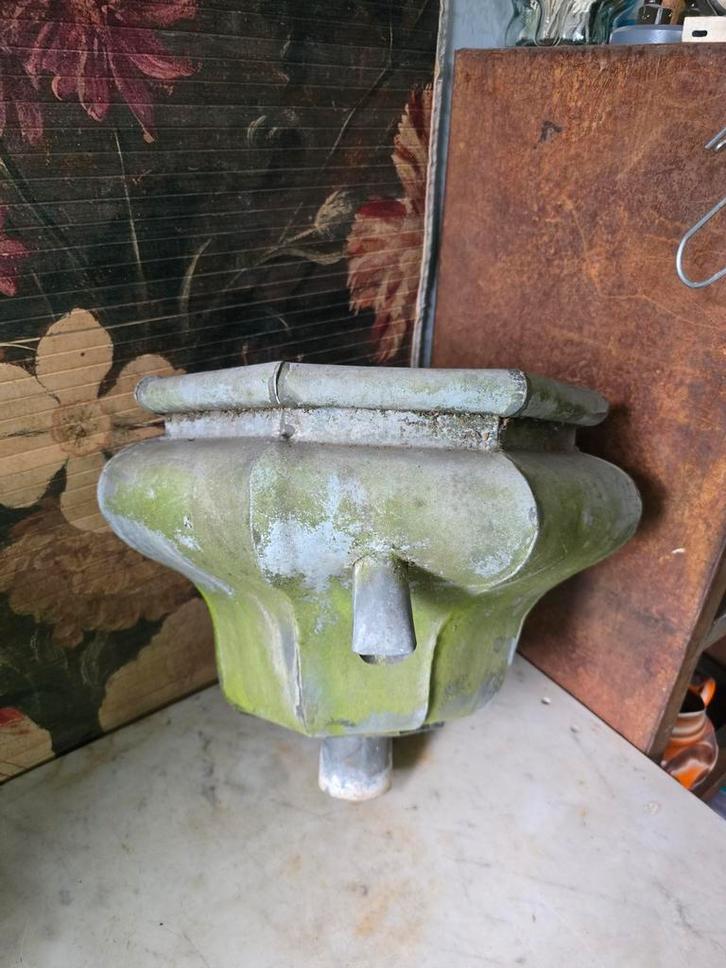 Antiek zinken regenpijp vergaarbak, Tuin en Terras, Tuinwanddecoratie, Gebruikt, Ophalen of Verzenden