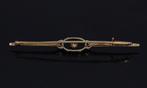 Art Deco roos diamanten onyx 14k gouden staaf broche antiek, Ophalen of Verzenden, Goud, Broche, Met edelsteen