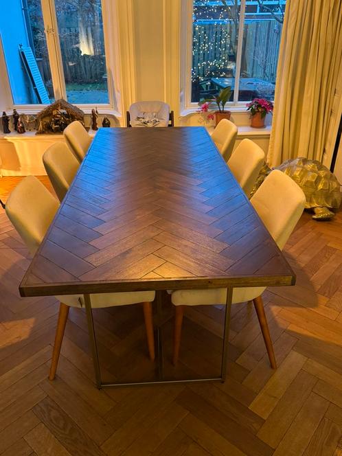 Dutchbone eettafel en stoelen, Huis en Inrichting, Tafels | Eettafels, Zo goed als nieuw, 50 tot 100 cm, 200 cm of meer, Vijf personen of meer