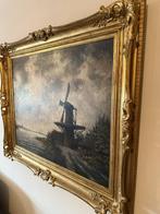 Schilderij en lijst - molen, Antiek en Kunst, Kunst | Schilderijen | Klassiek, Ophalen