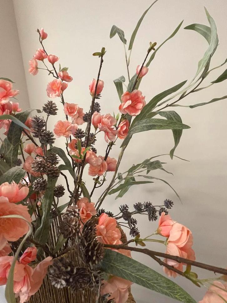 Roze bloesem boeket met eikeltjes en eucalyptus, Huis en Inrichting, Woonaccessoires | Kunstplanten en Kunstbloemen, Nieuw, Binnen