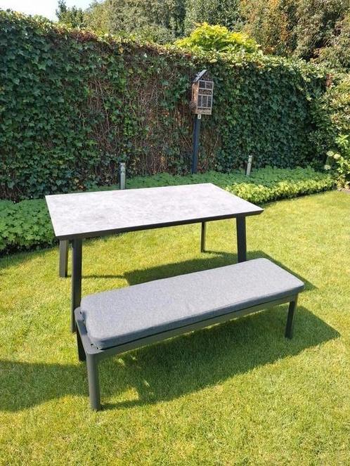 Nieuw mooie stevige aluminium tuintafel incl bankje/hocker, Tuin en Terras, Tuintafels, Nieuw, Rechthoekig, Aluminium, Ophalen