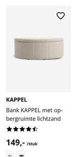 Jysk Kappel Opbergbank - Licht Zand, Huis en Inrichting, Tweepersoons, Ophalen of Verzenden, Zo goed als nieuw, Minder dan 150 cm