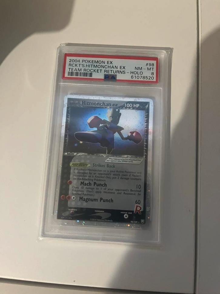 Hitmonchan Team Rocket Returns PSA 8, Hobby en Vrije tijd, Verzamelkaartspellen | Pokémon, Zo goed als nieuw, Ophalen of Verzenden