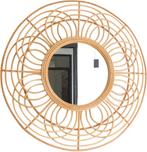 Spiegel-Groot-Rotan-Rond-Boho-Wand-Bloem-Naturel-H50-B42-, Minder dan 50 cm, Rond, Nieuw, Ophalen of Verzenden