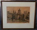 Ets Gezicht op het Kolkje Amsterdam Marius Janssen hxb 42x50, Antiek en Kunst, Kunst | Etsen en Gravures, Ophalen of Verzenden
