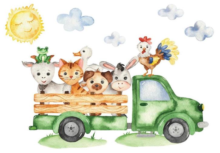 Boerderijdieren behang Vrachtwagen, kinderkamer, OOK op maat, Kinderen en Baby's, Kinderkamer | Inrichting en Decoratie, Nieuw