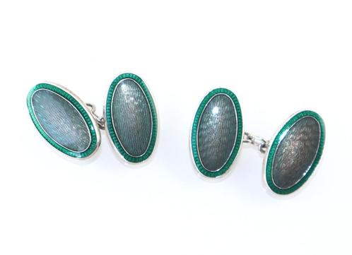 Zilveren Engelse jumelles / manchetknopen, Sieraden, Tassen en Uiterlijk, Antieke sieraden, Manchetknopen, Zilver, Ophalen of Verzenden