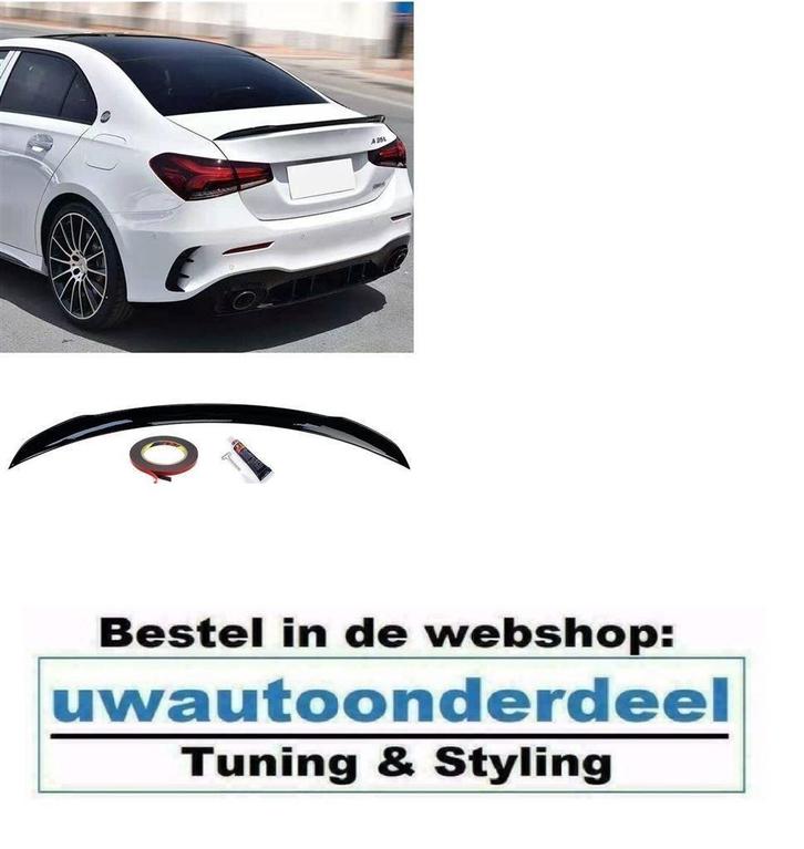Spoiler Achterklep glans Zwart Voor MB A Klasse LIMO W177 V1, Auto diversen, Tuning en Styling, Verzenden
