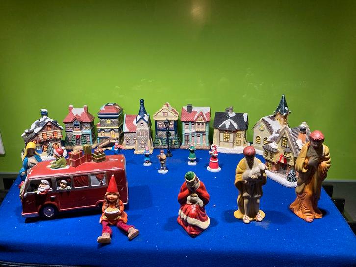 Grote kerstset + huisjes, figuurtjes & gratis HEMA Takkie, Verzamelen, Overige Verzamelen, Zo goed als nieuw, Ophalen of Verzenden