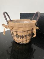 ECO Plantenmand - Bruin - Metaal - Rond - Mand met tekst -, Ophalen of Verzenden, Nieuw, Rond, Riet