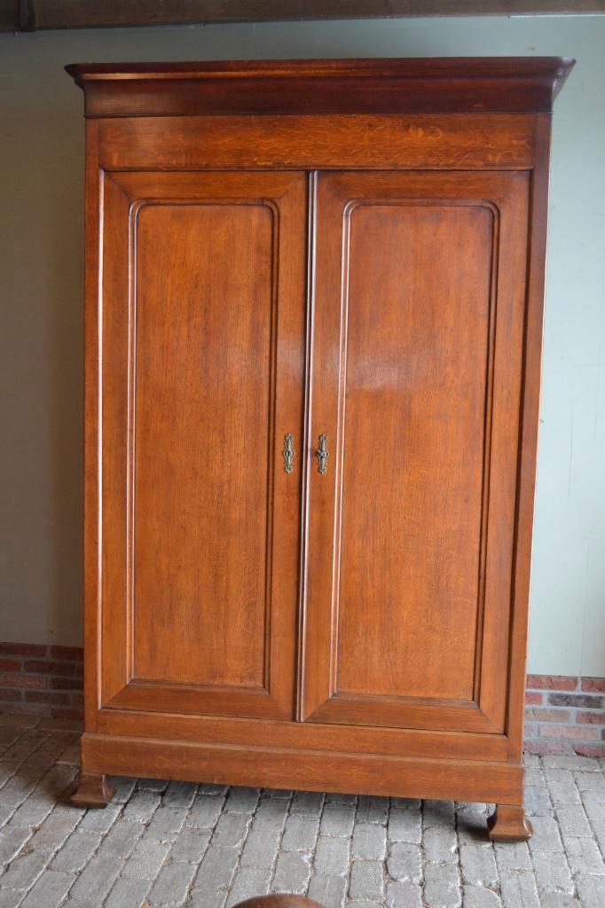 Prachtige strakke antieke eiken houten Louis Philippe kast., Antiek en Kunst, Antiek | Meubels | Kasten, Verzenden