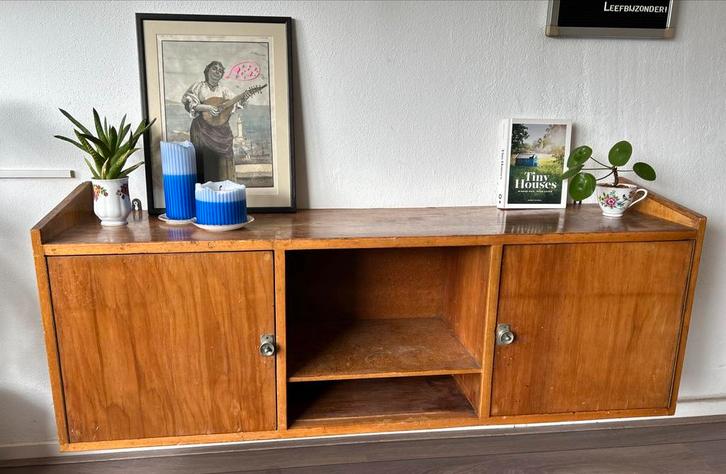 Vintage Hangkast, Huis en Inrichting, Kasten | Kledingkasten, Gebruikt, 100 tot 150 cm, 25 tot 50 cm, Met deur(en), Overige houtsoorten