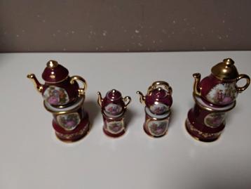 4 x limoges porselein thee pot op warmhoudplaatje beschikbaar voor biedingen