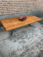 Vintage mid century salontafel met massief eiken blad, 100 tot 150 cm, Rechthoekig, Gebruikt, Mid century eames style jaren 60 vintage