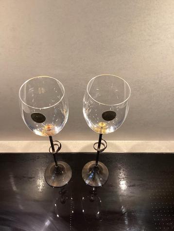 Kristallen Glazen met Verzilverde Voet (2 stuks) beschikbaar voor biedingen