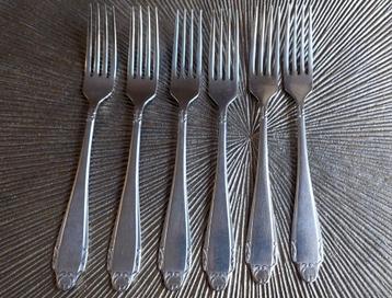 6 Vintage Gero Zilmeta diner vork ontworpen Georg Nilsson beschikbaar voor biedingen
