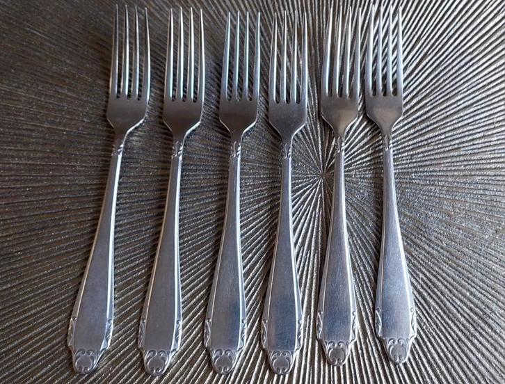6 Vintage Gero Zilmeta diner vork ontworpen Georg Nilsson, Huis en Inrichting, Keuken | Bestek, Gebruikt, Rvs of Chroom, Ophalen of Verzenden