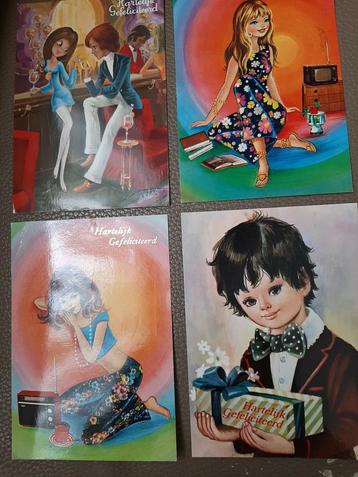 4 retro, vintage ansichtkaarten ( beschreven) beschikbaar voor biedingen