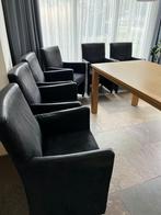 6 luxe eetkamerstoelen op wieltjes, Huis en Inrichting, Stoelen, Ophalen, Gebruikt, Zwart, Stof