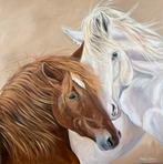 Schilderij paarden orgineel uniek, Nieuw, Ophalen of Verzenden, Schilderij, 50 tot 75 cm